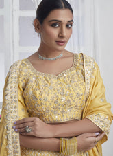 All Chiffon Haldi Ceremony Lehenga Choli in Yellow colour